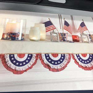 Nautica Patriotic Mantel Scarf 19x84 Americana July 4th Bunting Red White Blue